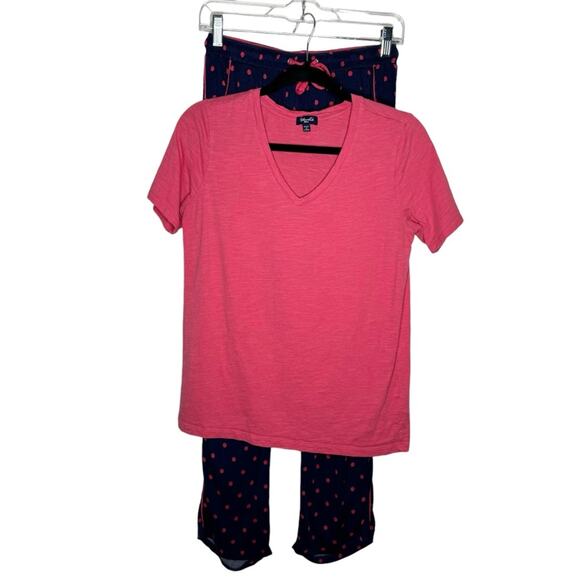 SPLENDID / pink navy blue polka dot pajama set / S - Picture 1 of 11